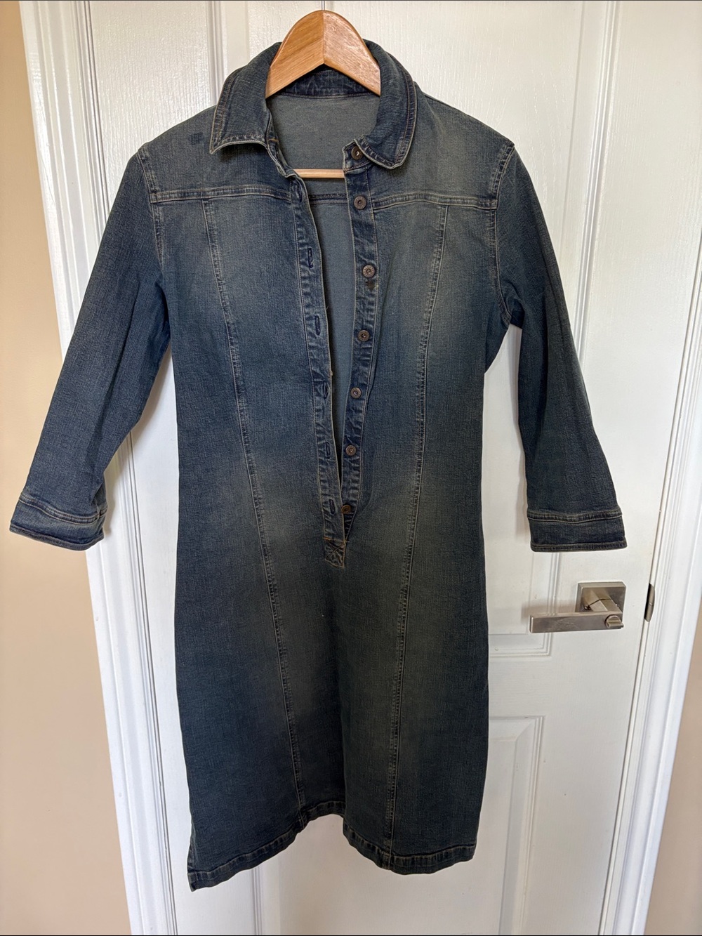 stradivarius Dark Blue Denim Midi Dress